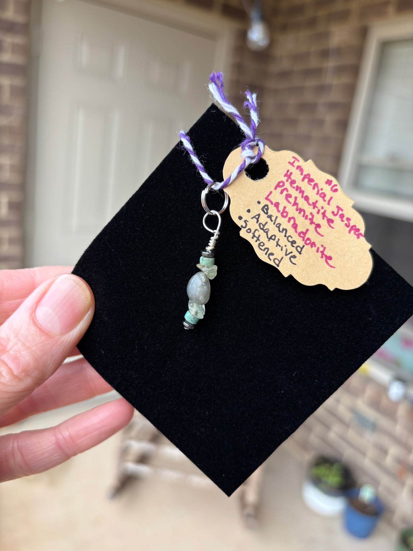 Pet pendant*#6 Hematite · Imperial Jasper · Prehnite · Labradorite