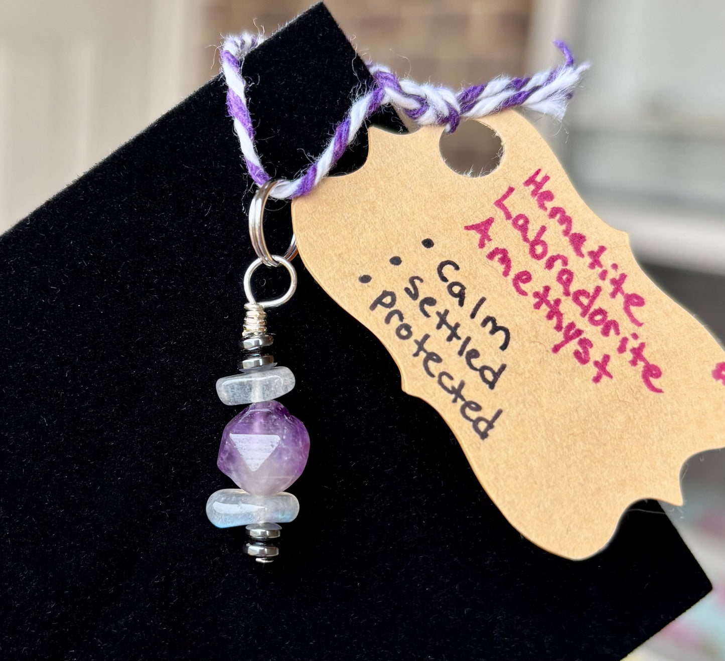 Pet Pendant* #7 Hematite · Labradorite · Amethyst