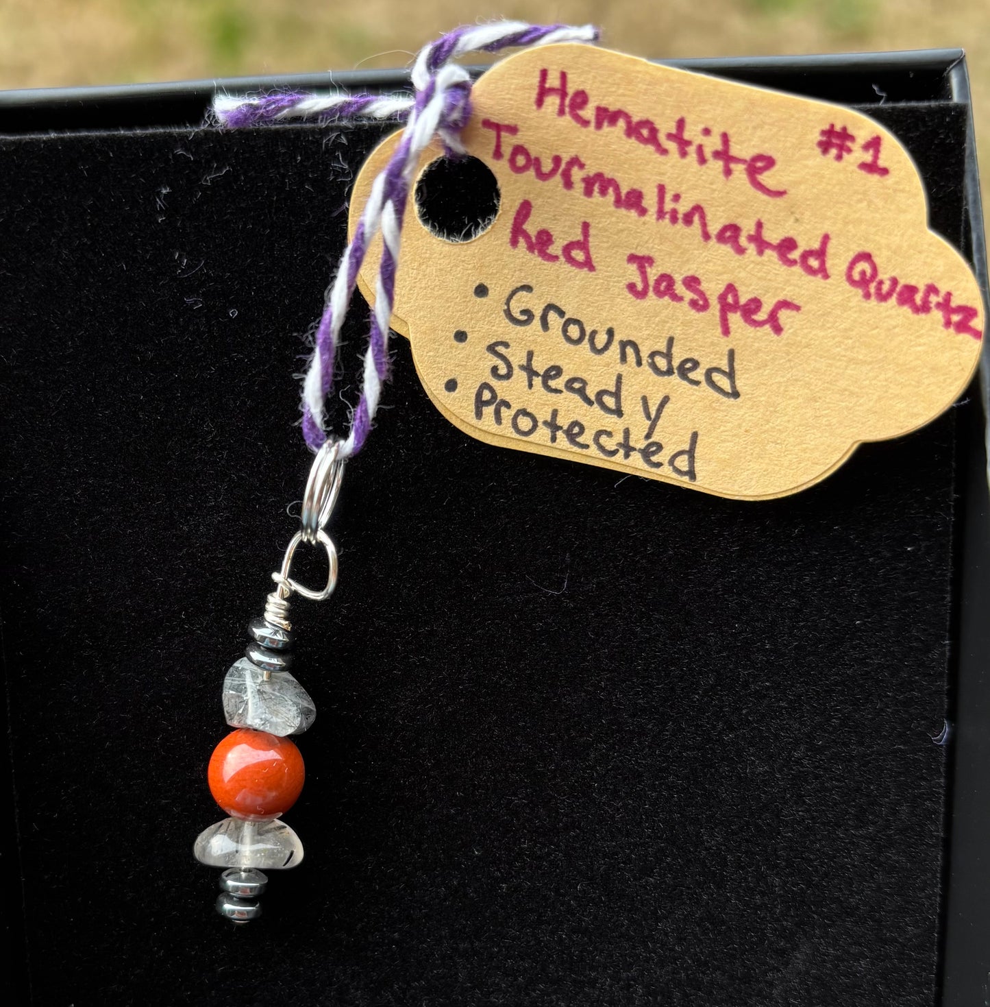 Pet Pendant* #1 Hematite · Tourmalinated Quartz · Red Jasper